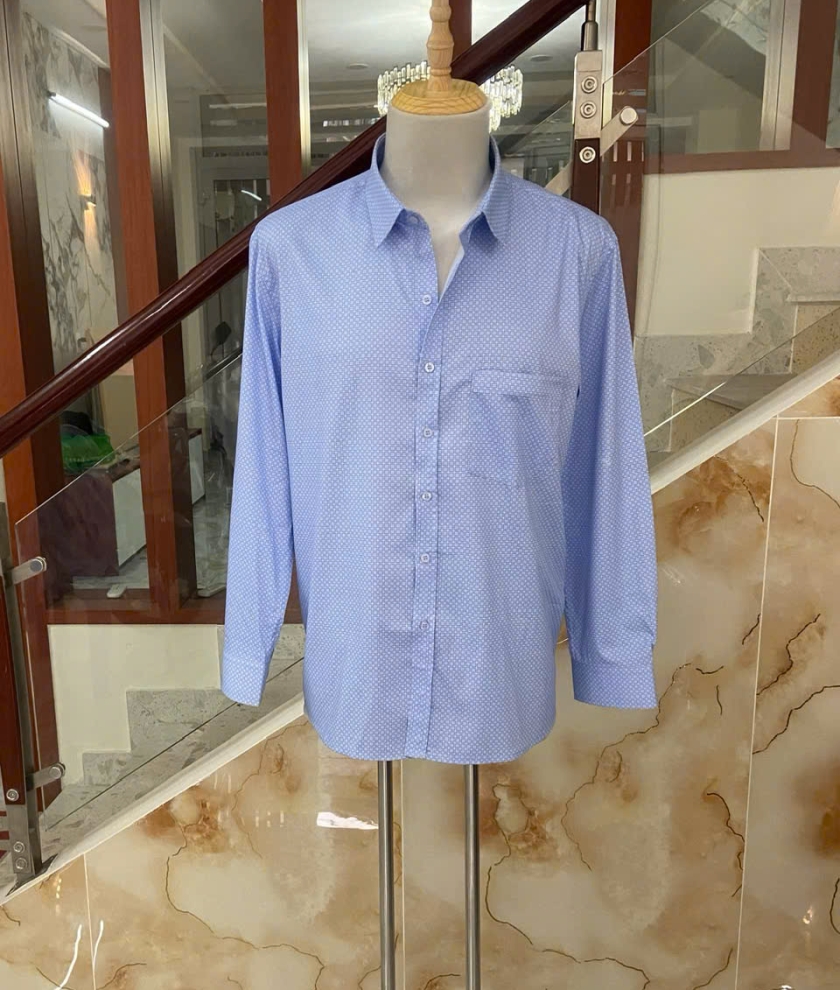 Áo sơ mi nam tay dài vải bamboo print size 3XL