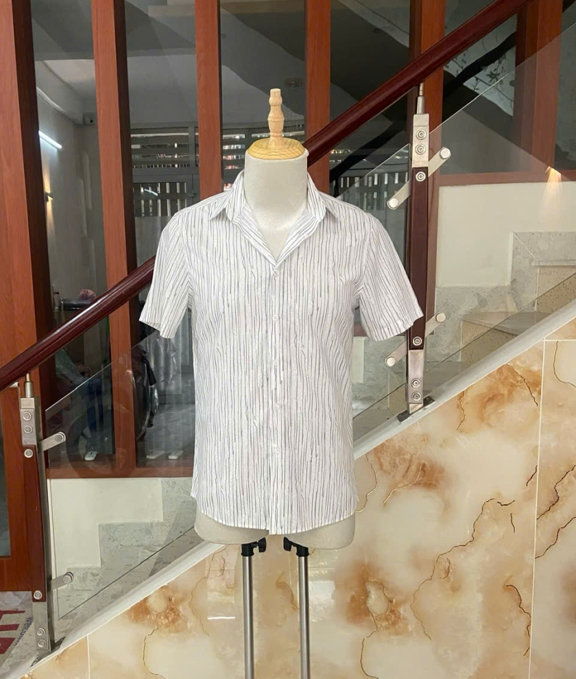 Áo sơ mi nam vải Tencel size M sọc