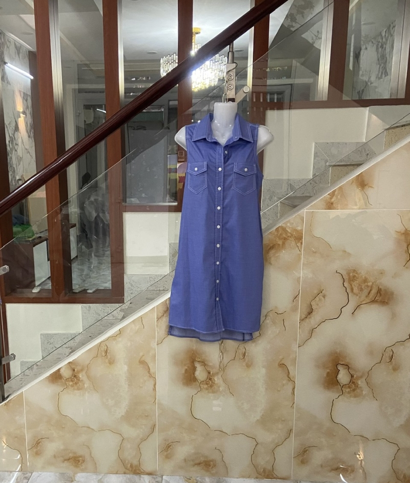 Đầm sơ mi ngắn đến gối vải Bamboo