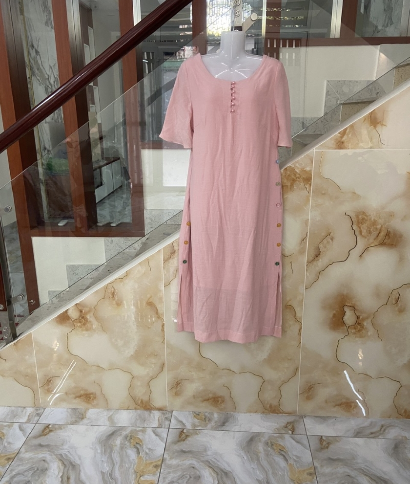 Đầm xuông vải Linen xô