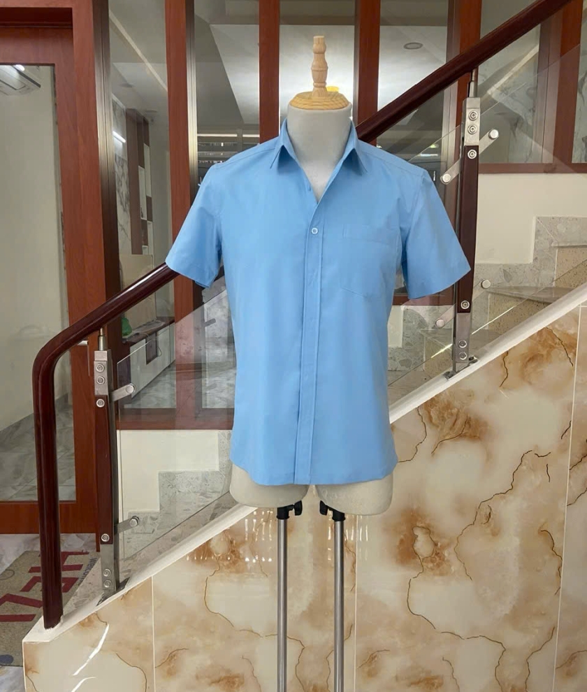 Sơ mi vải kate sọc và kate italy size M Xanh