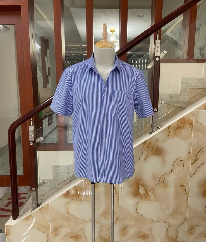 Sơ mi vải kate sọc xanh size 2XL
