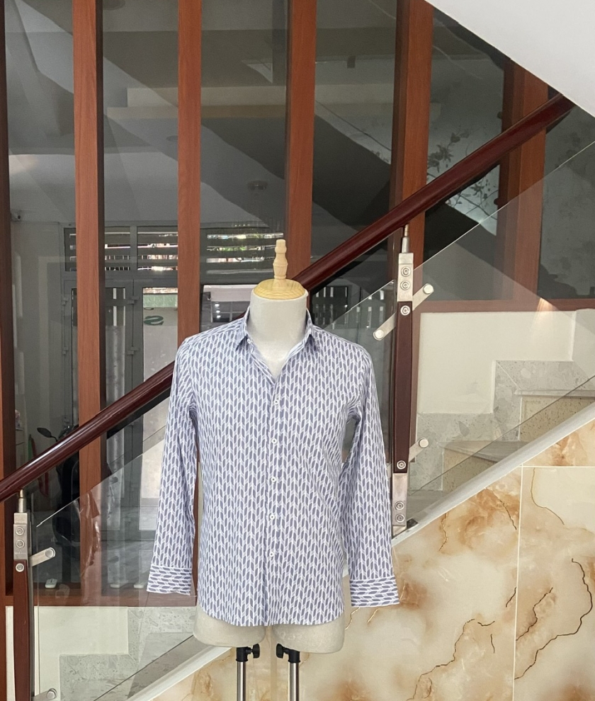 Áo sơ mi nam tay dài vải bamboo print 