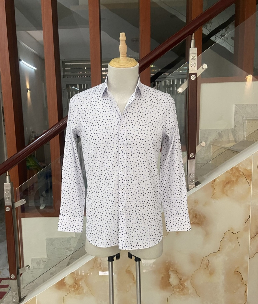 Áo sơ mi nam tay dài vải bamboo print 